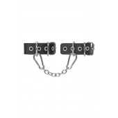 Черные кожаные наручники-браслеты из одного ремешка с люверсами - Pecado - купить с доставкой в Южно-Сахалинске