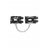 Черные кожаные наручники-браслеты из двух ремешков - Pecado - купить с доставкой в Южно-Сахалинске