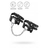 Черные кожаные наручники-браслеты из двух ремешков - Pecado - купить с доставкой в Южно-Сахалинске