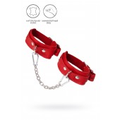 Красные кожаные узкие оковы со скруглёнными углами - Pecado - купить с доставкой в Южно-Сахалинске