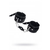 Черные двухслойные наручники с белой строчкой - Pecado - купить с доставкой в Южно-Сахалинске