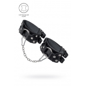 Черные кожаные оковы с двумя ремешками - Pecado - купить с доставкой в Южно-Сахалинске