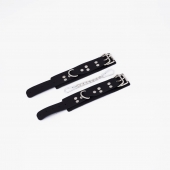 Черные кожаные наручники с регулируемыми ремешками - Crazy Handmade - купить с доставкой в Южно-Сахалинске