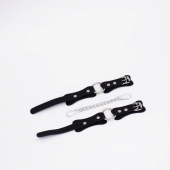 Черные кожаные оковы с кольцом - Crazy Handmade - купить с доставкой в Южно-Сахалинске