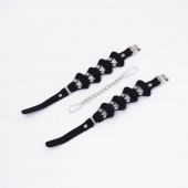 Черные кожаные оковы из звеньев - Crazy Handmade - купить с доставкой в Южно-Сахалинске