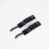 Черные кожаные наручники Sex - Crazy Handmade - купить с доставкой в Южно-Сахалинске