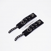 Черные кожаные наручники Sex - Crazy Handmade - купить с доставкой в Южно-Сахалинске
