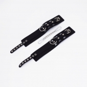 Черные кожаные оковы Sex - Crazy Handmade - купить с доставкой в Южно-Сахалинске