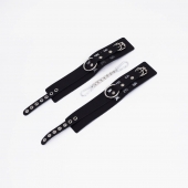 Черные кожаные оковы Sex - Crazy Handmade - купить с доставкой в Южно-Сахалинске