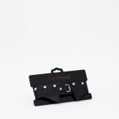 Черный однослойный кожаный ошейник с имитацией воротничка - Crazy Handmade - купить с доставкой в Южно-Сахалинске