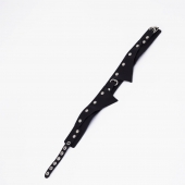 Черный однослойный кожаный ошейник с имитацией воротничка - Crazy Handmade - купить с доставкой в Южно-Сахалинске