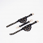Черные оковы с золотистой фурнитурой - Crazy Handmade - купить с доставкой в Южно-Сахалинске