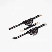 Черные оковы с золотистой фурнитурой - Crazy Handmade - купить с доставкой в Южно-Сахалинске