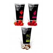 Набор из 3 съедобных лубрикантов JUJU (клубника, малина, кокос) - JuJu - купить с доставкой в Южно-Сахалинске