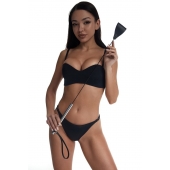 Стек с широким черным кожаным наконечником и металлической ручкой - 67 см. - Crazy Handmade - купить с доставкой в Южно-Сахалинске