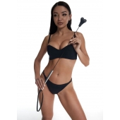 Стек с черным кожаным наконечником в виде сердца и металлической ручкой - 67 см. - Crazy Handmade - купить с доставкой в Южно-Сахалинске