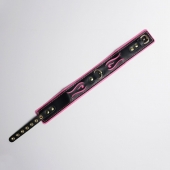 Черно-розовый ошейник с золотистой фурнитурой - Crazy Handmade - купить с доставкой в Южно-Сахалинске