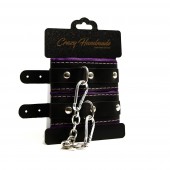 Черно-фиолетовые скругленные наручники с мягкой подкладкой - Crazy Handmade - купить с доставкой в Южно-Сахалинске