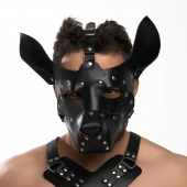 Черная кожаная маска «Собака» - Crazy Handmade - купить с доставкой в Южно-Сахалинске