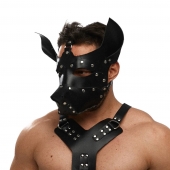 Черная кожаная маска «Собака» - Crazy Handmade - купить с доставкой в Южно-Сахалинске