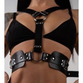 Черная кожаная двусторонняя портупея - Crazy Handmade - купить с доставкой в Южно-Сахалинске