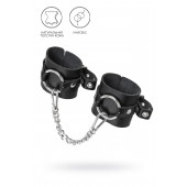 Черные наручники из толстой натуральной кожи с люверсами - Pecado - купить с доставкой в Южно-Сахалинске