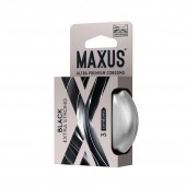 Черные утолщенные презервативы MAXUS Extra Strong с железным кейсом - 3 шт. - Maxus - купить с доставкой в Южно-Сахалинске