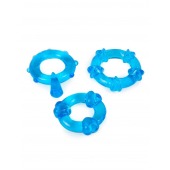 Набор из 3 синих эрекционных колец с различным рельефом - Erowoman-Eroman - в Южно-Сахалинске купить с доставкой