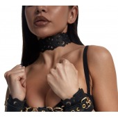 Черный ажурный чокер с золотистой фурнитурой - Crazy Handmade - купить с доставкой в Южно-Сахалинске