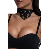 Черный чокер с клепками и золотистой фурнитурой - Crazy Handmade - купить с доставкой в Южно-Сахалинске