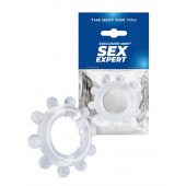 Прозрачное эрекционное кольцо со стимулирующими шариками - Sex Expert - в Южно-Сахалинске купить с доставкой