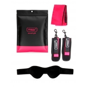 Черно-розовый эротический набор: маска, наручники и повязка - Erokay - купить с доставкой в Южно-Сахалинске