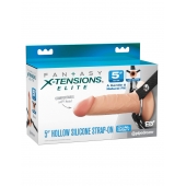 Телесный пустотелый фаллопротез 5’’ Hollow Silicone Strap-On - 14 см. - Pipedream - купить с доставкой в Южно-Сахалинске