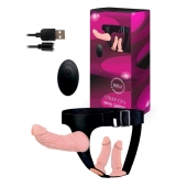 Женский страпон с 3 насадками и вибрацией - Erowoman-Eroman - купить с доставкой в Южно-Сахалинске