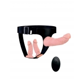 Женский страпон с 3 насадками и вибрацией - Erowoman-Eroman - купить с доставкой в Южно-Сахалинске