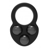 Черное эрекционное кольцо с утяжелителями - Dream Toys - в Южно-Сахалинске купить с доставкой