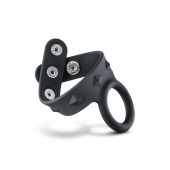 Черное эрекционное кольцо с подхватом мошонки на кнопках VS6 - Blush Novelties - в Южно-Сахалинске купить с доставкой