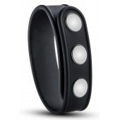 Черное эрекционное кольцо на кнопках - Blush Novelties - в Южно-Сахалинске купить с доставкой