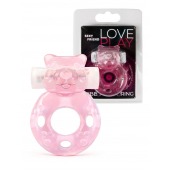 Розовое эрекционное виброкольцо в форме мишки - 1137 - в Южно-Сахалинске купить с доставкой