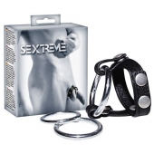 Подхват для мошонки с 3 съемными эрекционными кольцами Leder-Riemen - Orion - в Южно-Сахалинске купить с доставкой