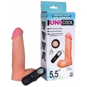 Фаллическая насадка Харнесс UNICOCK 5,5  с вибрацией - 17 см. - LOVETOY (А-Полимер) - купить с доставкой в Южно-Сахалинске