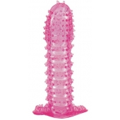 Гелевая розовая насадка с шипами - 12 см. - Toyfa Basic - в Южно-Сахалинске купить с доставкой