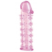 Гелевая розовая насадка на фаллос с шипами - 12 см. - Toyfa Basic - в Южно-Сахалинске купить с доставкой
