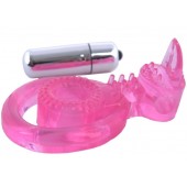 Розовая вибронасадка со стимулятор клитора   Язычок - Toyfa Basic - в Южно-Сахалинске купить с доставкой