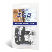 Утяжка на пенис на замочке Duo Cock And Ball Lock - BlueLine - купить с доставкой в Южно-Сахалинске