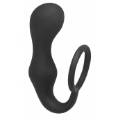 Чёрное эрекционное кольцо с анальной пробкой Double Pleasure Anal Plug - Lola Games - в Южно-Сахалинске купить с доставкой