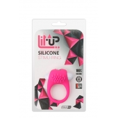 Розовое эрекционное кольцо с щеточкой LIT-UP SILICONE STIMU RING 5 - Dream Toys - в Южно-Сахалинске купить с доставкой