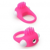 Розовое эрекционное кольцо с щеточкой LIT-UP SILICONE STIMU RING 5 - Dream Toys - в Южно-Сахалинске купить с доставкой