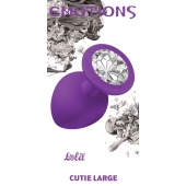 Большая фиолетовая анальная пробка Emotions Cutie Large с прозрачным кристаллом - 10 см. - Lola Games - купить с доставкой в Южно-Сахалинске
