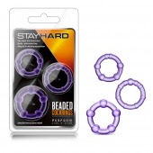 Набор из 3 фиолетовых эрекционных колец Stay Hard Beaded Cockrings - Blush Novelties - в Южно-Сахалинске купить с доставкой